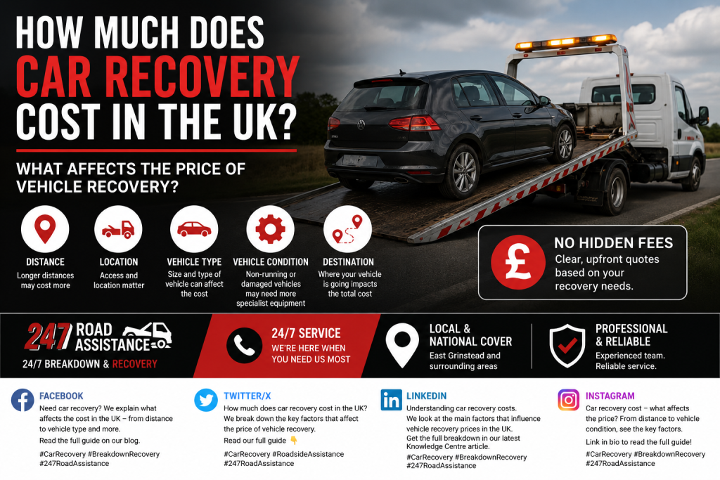 How much does car recovery cost in the UK - 247 Road Assistance